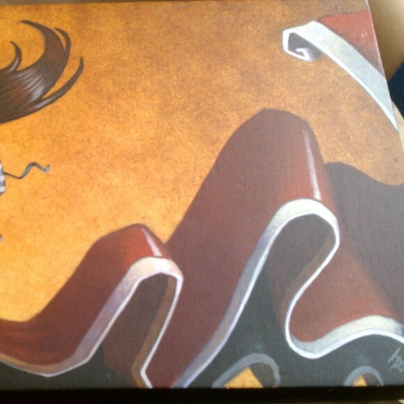 JOSHUA CLAY "The Secrets We Keep", Acrylic on wood original painting 10" x 15" - Picture 6 of 13